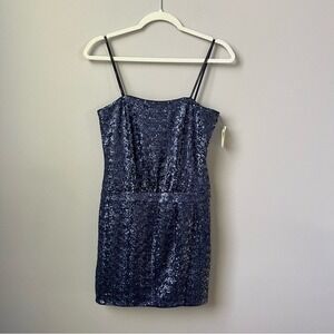 Laundry by Shelli Segal Dress  Women's 4 New NWT Navy Blue Mini Sequins Party